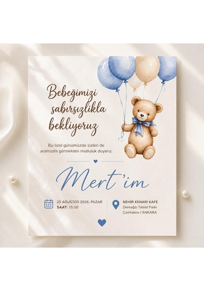1000 Adet Ekonomik Baby Shower Davetiyesi Ve Zarf 02