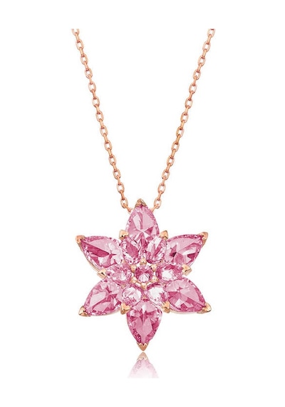 925 Ayar Gümüş Rose Pembe Lotus Çiçeği Kolye Arbltgsı69bb5617afh