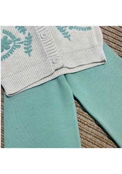 Noble Kids Kız Çocuk Triko Hırka Ve Pantolon Takım Yeşil