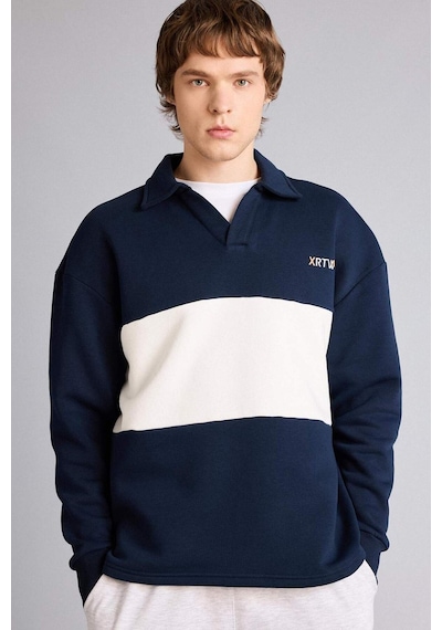 Defacto Boxy Fıt Polo Yaka Sweatshirt H5225ax26spnv253 Lacivert-nv253