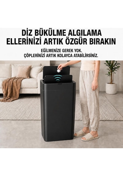 Tr Ultra Mega Boy Otomatik Hareket Sensörlü Çöp Kovası, Banyo Çöp Kovası, Çocuk Odası Çöp Sepeti, Çöp Kutu