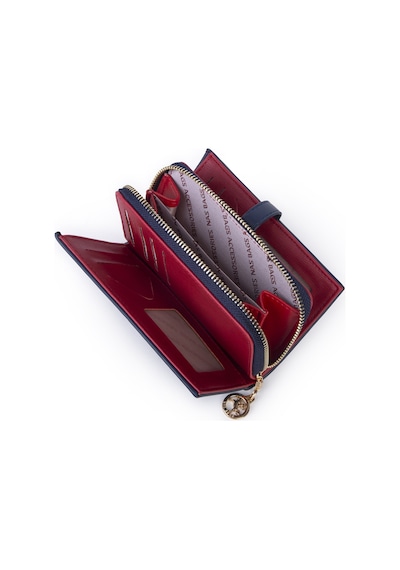 Nas Bag Kadın Orta Boy Kartlık Kağıt Para Ve Bozuk Para Tasarımına Sahip Lacivert Kırmızı Dona 16x9 Cm