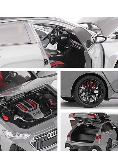 Audi Rs6 Avant 1:24 Diecast Metal Araba Koleksiyon Sesli Işıklı Nando Gri