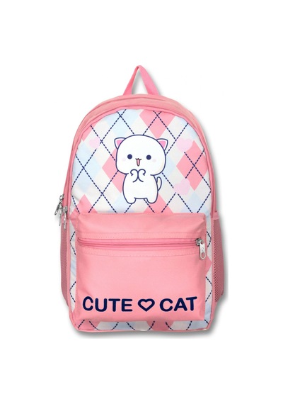 Cennec 5024 Love Cute Cat - Beyaz Pembe - Kız Çocuk Okul Çantası Beyaz - Pembe