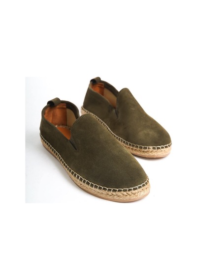 Mubiano Hakiki Deri Summer Erkek Jüt Taban Haki Süet Espadril & Loafer -mssr1120-hk Haki