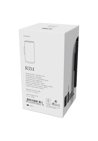 Rim Duvar İçin Diş Fırçası Kabı, Çap 7 Cm, Yükseklik 13,6 Cm, Siyah Diğer
