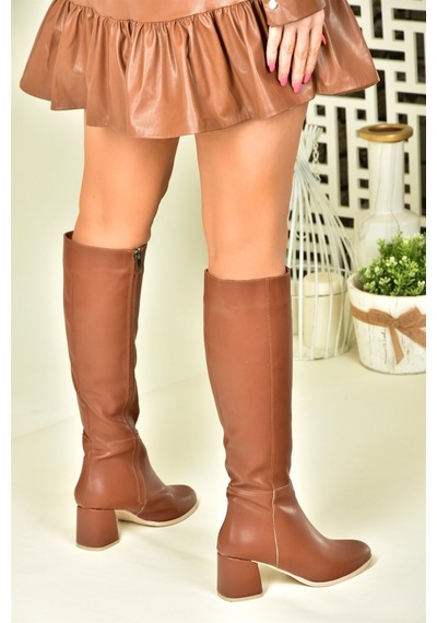 Fox Shoes Koyu Taba Alçak Topuklu Günlük Kadın Çizme J848300109 Koyu Taba