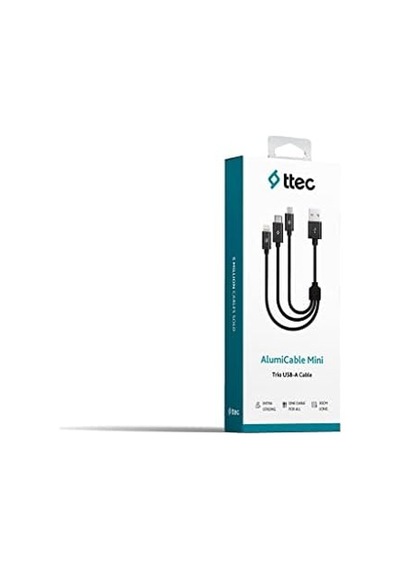 Alumicable Mini Trio Lightning Micro Usb 30cm Şarj Kablosu, Siyah