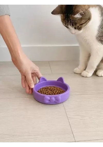 Hubrendy Sh Papyon Model Beton Kedi Köpek Mama Ve Su Kabı 16 Cm Çap - Mor