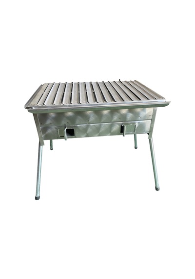 Paslanmaz Kömürlü Mangal Havalandırmalı 28 X 50 Cm Portatif