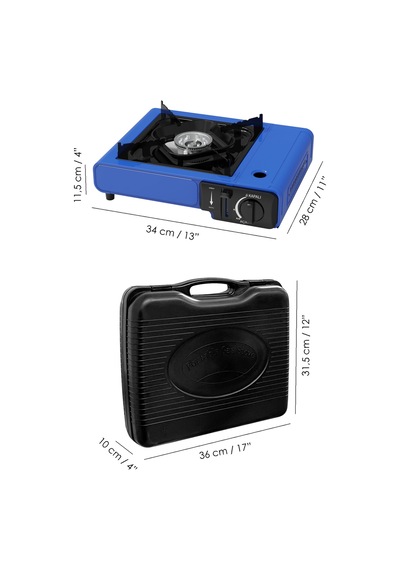 Portatif Kamp Ocağı - Taşıma Çantalı Gazlı Stop Emniyetli Ocak 34x28x11 Cm Mavi Mavi