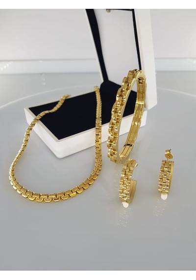 Roleks Tasarım Gold Çelik Takı Seti Gümüş - Rose Gold