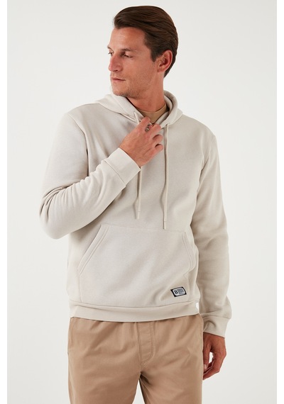 Buratti Regular Fit Kapüşonlu Kanguru Cepli Içi Tüylü Yumuşak Şardonlu Erkek Sweat 5905281 Kum