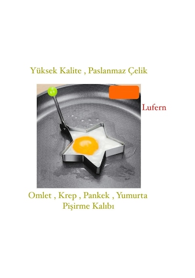 Paslanmaz Çelik Yıldız Şekilli Kızartma Kalıbı Yumurta Omlet Krep Pankek Pancake Pişirme Kalıbı Çok Renkli
