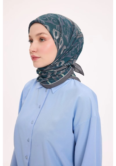 Silk Home Dört Mevsim Antik Motif Viskon Velora Eşarp 6420 Petrol Yeşili