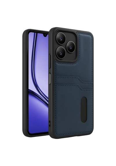 Realme Note 50 4g Uyumlu Kılıf Sara Kartvizitli Deri Kılıf - Lacivert