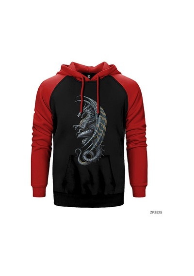 Kadim Ejderha Kırmızı Renk Reglan Kol Sweatshirt / Hoodie