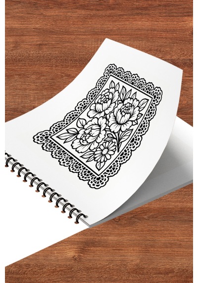 Vintage Dantel Ve Çiçekler Bold And Easy 20x20 Cm Büyük Boyama Kitabı Çocuklar Yetişkinler
