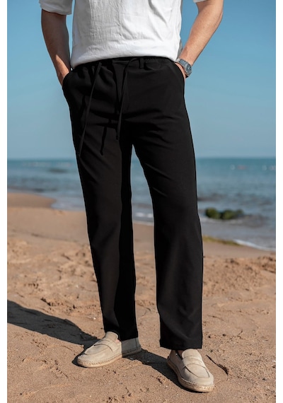 Madmext Siyah Beli Lastikli Relaxed Fit Jakarlı Erkek Pantolon E6593
