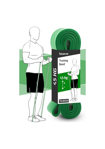45 Kg Direnç Bandı Kas Geliştirme Lastiği Fitness Pilates Cross Training Bant Yeşil - Ultra Sert Yeşil