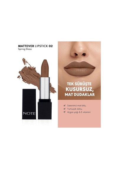 Tr Cosmetics Mattever Lipstick 02 Spring Dress Yarı Mat Saten Bitişli Ruj, Kahverengi Diğer Tr Cosmetics Mattever Lipstick 02 Spring Dress Yarı Mat Saten Bitişli Ruj, Kahverengi Diğer