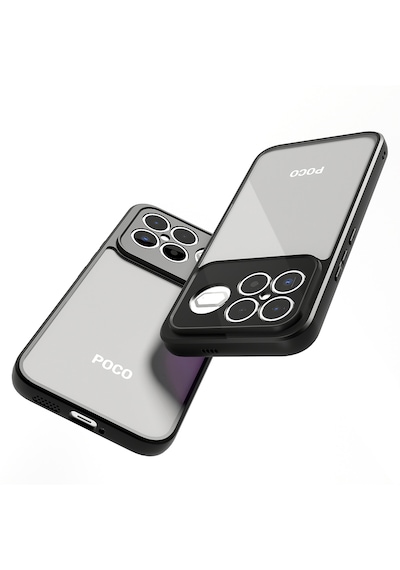 Xiaomi Poco F8 Ultra Kılıf Kenarları Silikon Kamera Korumalı Şeffaf Arka Yüzey Pürüzsüz New Roll Kapak Siyah