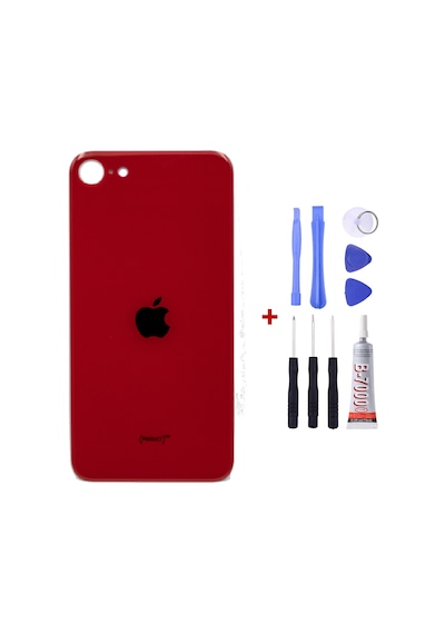 Apple Uyumlu iPhone Se 2020 Kırmızı Arka Cam Kapak Arka Pil Kapağı
