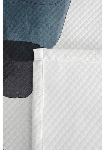 Mavi Geometrik Genç Odası Tek Kişilik Pike Takımı - Gri Minimal 160x220 Cm Kapitone Yatak Örtüsü Naif Pamuk Dönüşü