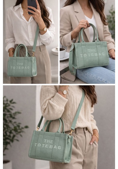 Alyora Mint Yeşili Mini Tote Çanta Şık & Günlük Omuz Çantası Yeşil