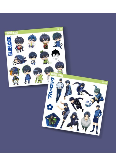 İsagi - Bluelock-yoichi Isagi - Parlak Kağıt -2li Sticker Set-telefon Süsleme Blue Lock Mor