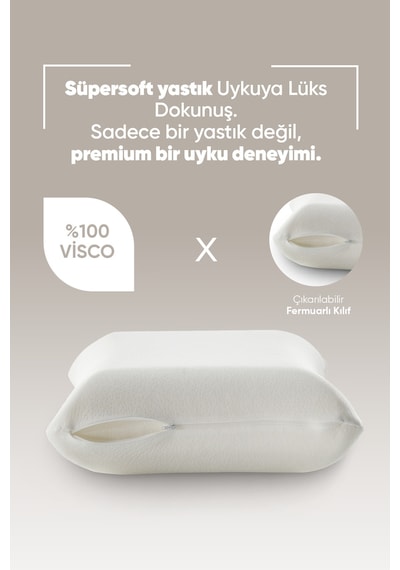 Termal Visko Yastık Isı Dengeleyici - Akıllı Lüx Visco Yastık - Isı Hafızalı Tombul Ortopedik Yastık Beyaz
