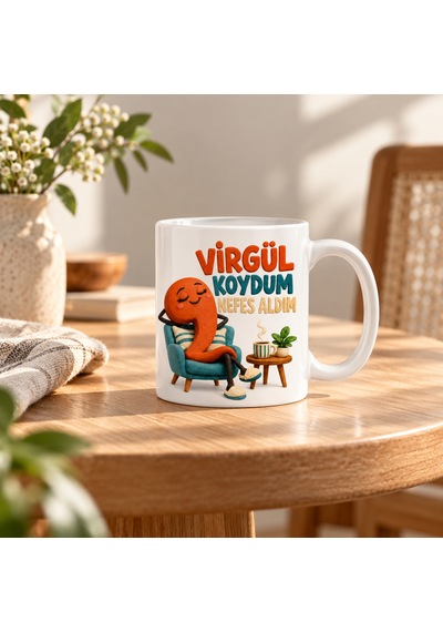 Ren.ga.renk Türkçe Duruşu Tasarımlı Porselen Kupa - Model 828 Rengaren