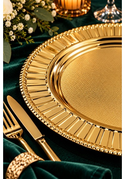 6'lı Gold Paslanmaz Çelik Supla Seti 33 Cm Amerikan Servis Ve Sunum Altlığı Altın - 941835872 Altın