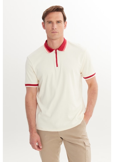 Ac&Co / Altınyıldız Classics Erkek Ekru Bordo Regular Fit Geniş Kesim Polo Yaka Tişört Ekru - Bordo Ac&Co / Altınyıldız Classics Erkek Ekru Bordo Regular Fit Geniş Kesim Polo Yaka Tişört Ekru - Bordo