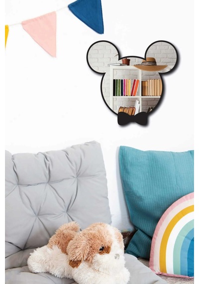 Kk Swords Mickey Mouse Figürlü Çocuk Odası Dekoratif Pleksi Ayna Siyah