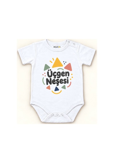 Babylimon Üçgen Neşesi Beyaz Kısa Kollu Çıtçıtlı Bebek Zıbını Beyaz - Üçgen Neşesi - 928161948 Beyaz - Üçgen Neşesi