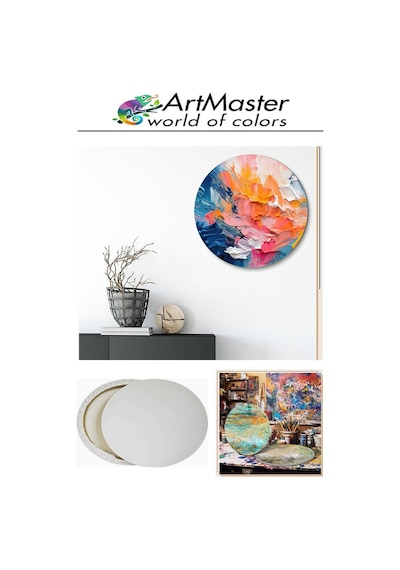 Yuvarlak Tuval 30x30 Cm 1 Adet Astarlı Resim Tuvali Arkadan Zımbalı Akrilik Boya Yağlı Boya Resim Çerçevesi