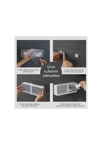 Buççin Online Mağaza Güçlü Yapışkanlı 2 Bölmeli Kapaklı Katı Sabunluk Çok Renkli