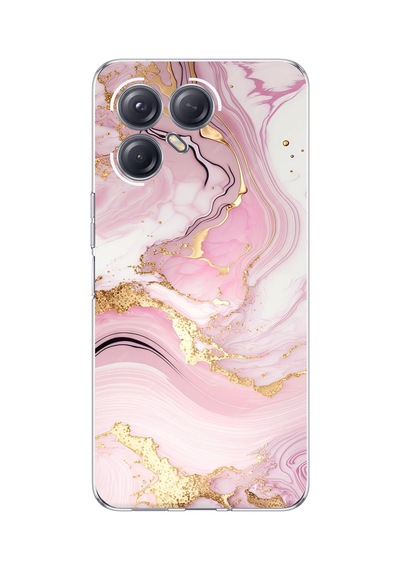Tecno Pova 7 Ultra 5g Uyumlu Pembe Mermer Baskılı Silikon Kılıf