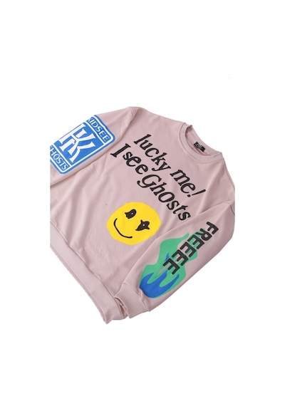 Madmext Mad Girls Bej Baskılı Oversize Sweatshirt Mg1206
