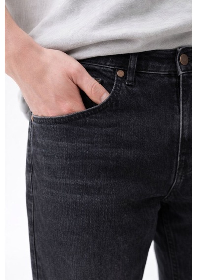 Oraystore Erkek Taşlanmış Siyah Battal Boy Likralı Rahat Kalıp Kot Pantolon Siyah