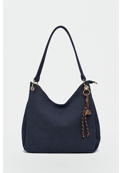 Shule Bags Calico Charmlı Süet Omuz Çantası Lacivert