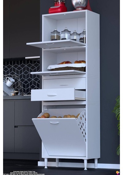 Irmak 65 Cm Sepetli Çok Amaçlı Üst Çift Kapaklı 2 Çekmeceli Mutfak Kiler Banyo Dolabı 65x181x32 Cm Beyaz Irmak 65 Cm Sepetli Çok Amaçlı Üst Çift Kapaklı 2 Çekmeceli Mutfak Kiler Banyo Dolabı 65x181x32 Cm Beyaz