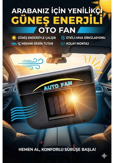 Yazlık Kullanım Ferah Sürüş Buğu Önleyici Auto Cool Güneş Enerjisiyle Çalışan Araç İçi Soğutucu