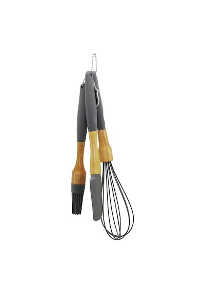 3 Pcs Silikon Çırpıcı - Fırça - Spatula Seti Ahşap Bambu Sap - Silikon Kılıflı 5615 0