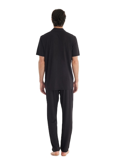 Blackspade Erkek Premium Kısa Kol Önden Düğmeli Siyah Pijama Takımı C0t0n7o04 Siyah