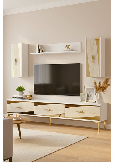 Tvr1813btg - Elips Tvr180 Ünitesi Takım Beyaz - Traverten - Gold 180cm Tvr1813btg - Elips Tvr180 Ünitesi Takım Beyaz - Traverten - Gold 180cm