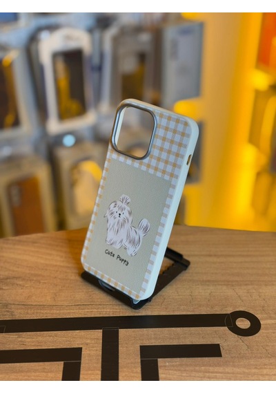 Apple Apple iPhone 14 Pro Max Uyumlu Özel Tasarım Sevimli Figürlü Deri Dokulu Telefon Kılıfı