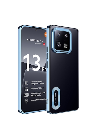 Zore Mi 13 Pro Kılıf Kamera Korumalı Logo Gösteren Nvth Omega Kapak - Mavi