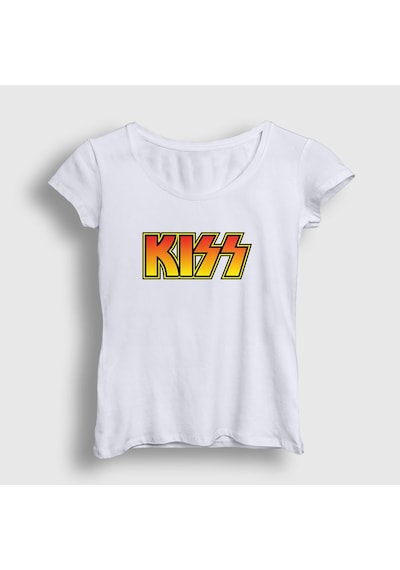 Presmono Kadın Logo Kiss T-shirt Beyaz